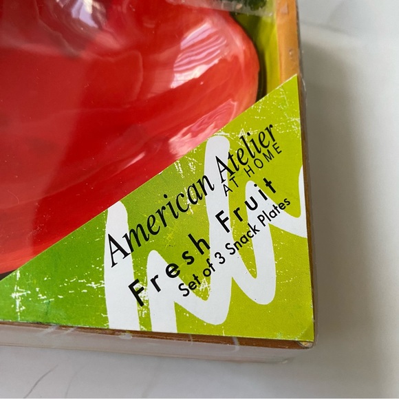 American Atelier At Home Fresh Fruit Ceramic Snack Plates Apples Brand New - Picture 5 of 8